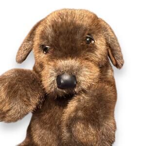 Folkmanis Large Sitting Dog Hand Puppet Chocolate Lab Puppy Plush Stuffed Animal